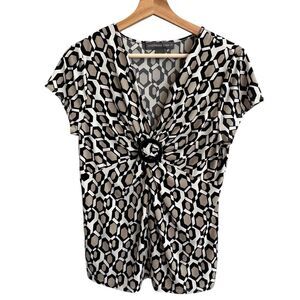 Vintage Womens Y2K Babydoll Top Size L Geometric Animal Print Fairy Grunge